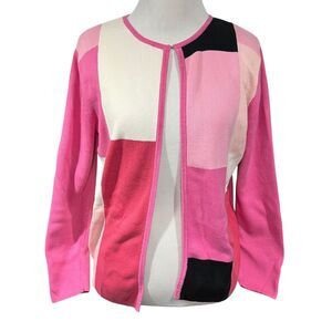 Designer Originals S 100% cotton Pink Vintage Cardigan open front grandma